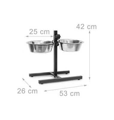 Relaxdays купички за хранене на поставка за кучета и котки 2x 2.15л