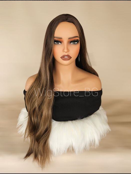 Кафява перука без бретон