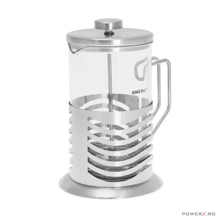 Infuzor ceai, din sticla si inox, ceainic cu presa, 0.8L, Kinghoff