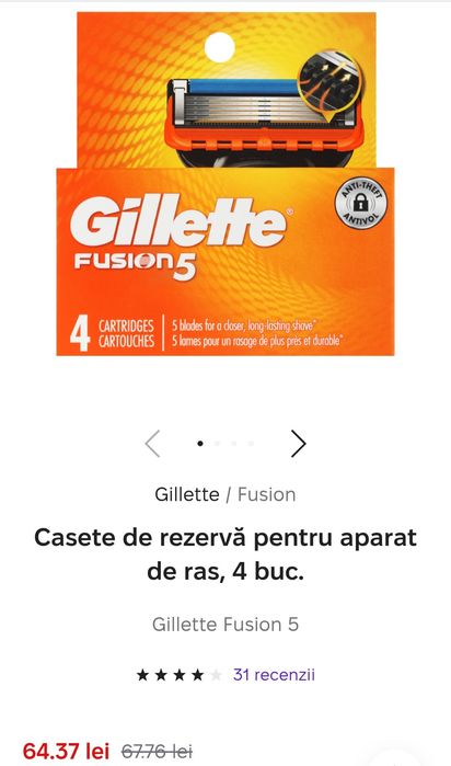Rezerve Gillette fusion 5 ,set 4buc.nou 45ron ...mai am 8buc