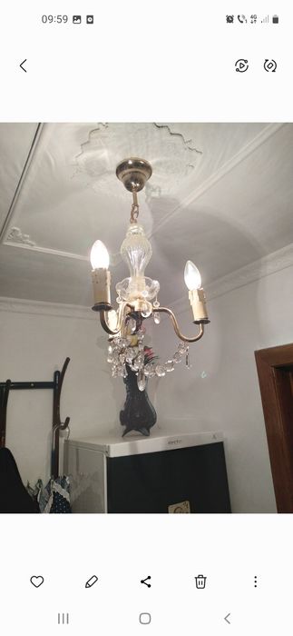 Candelabru alama cu cristale 3 b3curi