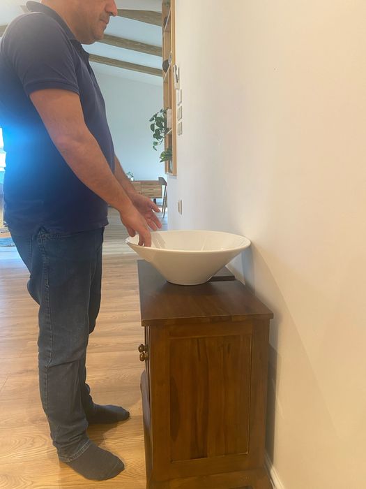 Шкаф за баня тик дърво