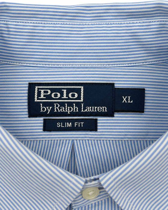 Polo Ralph Lauren cămașă bărbați Slim Fit albastru alb în dungi 100% bumbac mărimea XL
