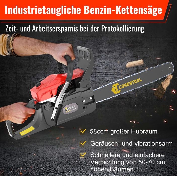 Бензинов трион 58cc двутактов едноцилиндров двигател 2.55kW трион