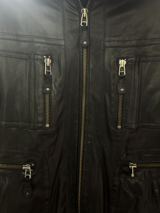 Кожанная куртка с каракулем