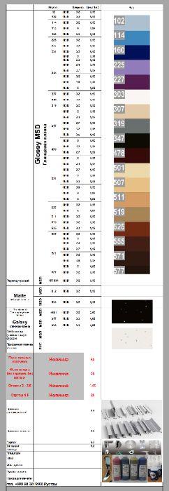 Натяжные потолки, ПВХ пленка 1,1 у.е Профиль ПВХ и АЛ.