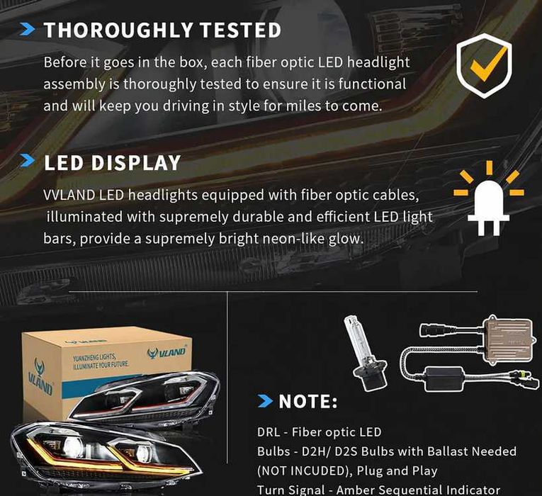 FULL LED фарове VW GOLF 2012-2017