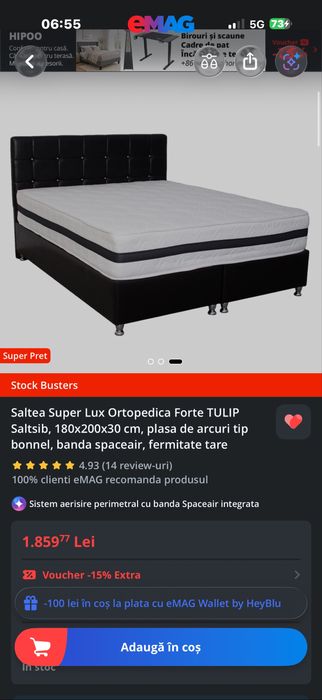 Vand Saltea 180x200x30