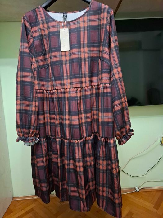 Дамска карирана рокля 4XL