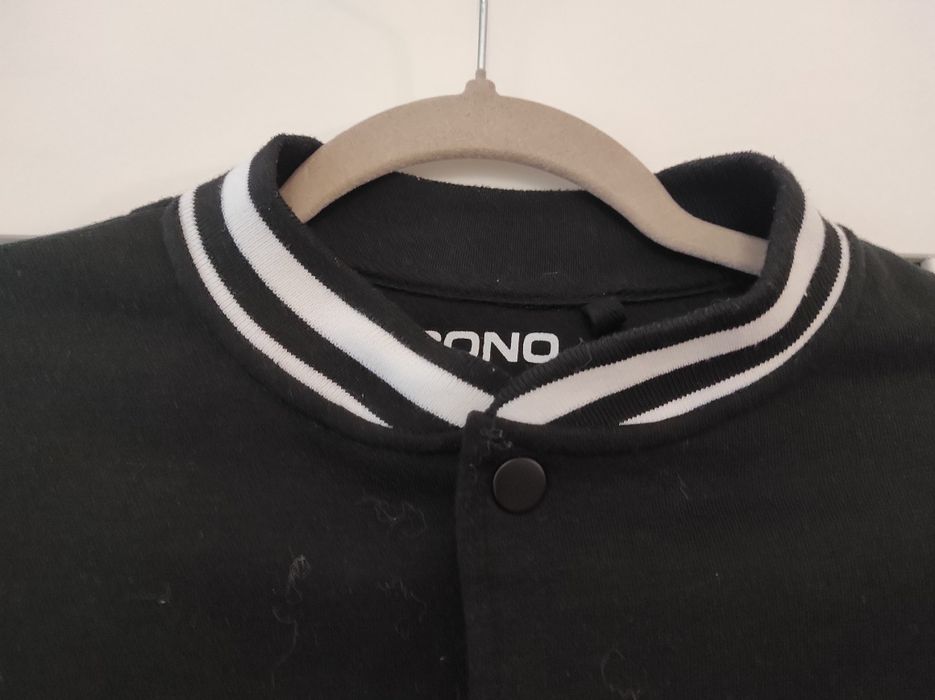 Яке, чисто ново, размер с, черно, с кожени ръкави