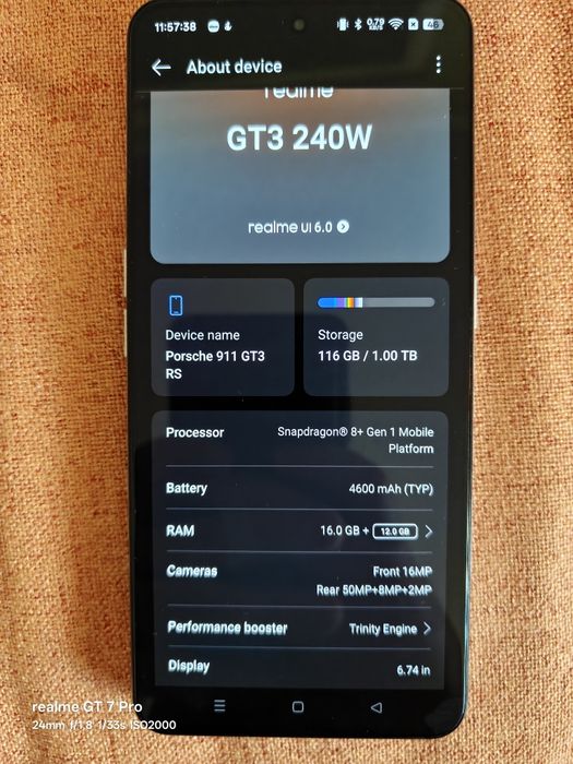 Realme GT 3 (RMX3709) Global, 16GB RAM/ 1TB, Încărcare 240W