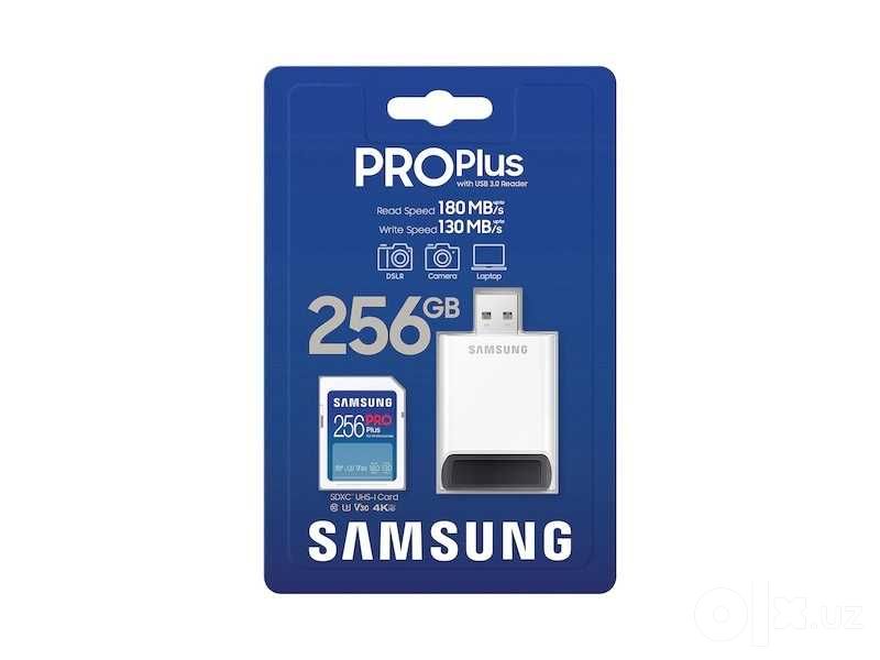 Samsung PRO Plus 256 ГБ SDXC U3 V30 + USB-ридер 180/130
