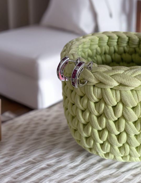 Серьги серебряные с рубином