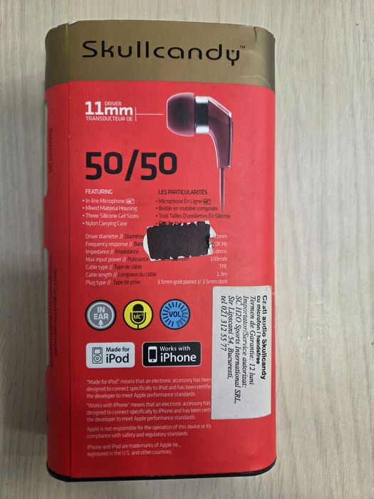 Casti cu fir SkullCandy 50/50 FullBox (ECA27 b.48822.3)-Garantie 2 ani!