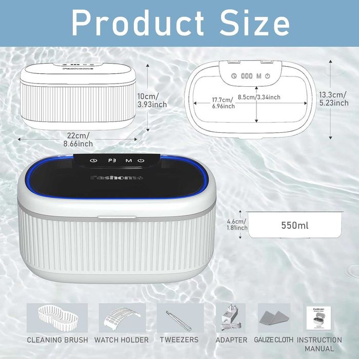 Fashome aparat de curatat cu ultrasunete 45000Hz, 550ml, LED