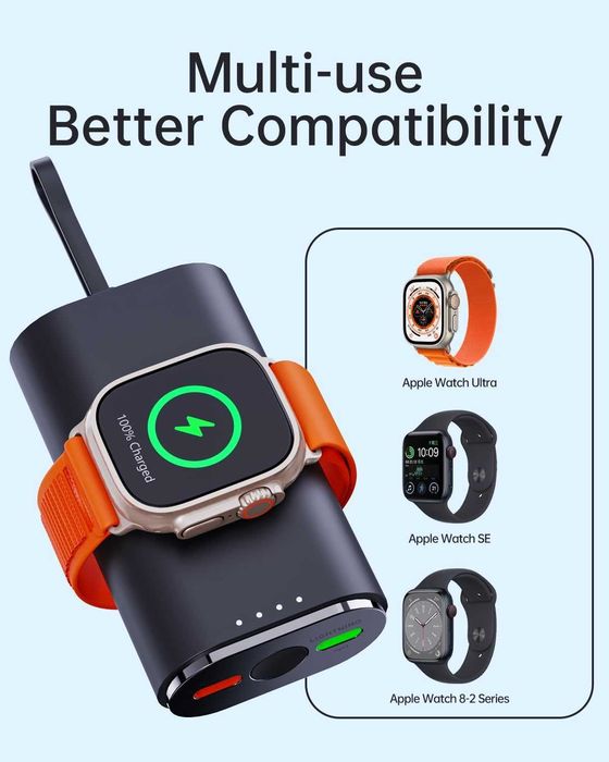 Преносимо зарядно устройство за часовник и телефони за Apple