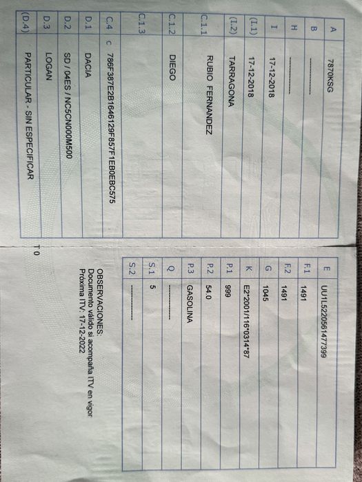 Dacia Logan an 2018 euro 6 999cmc