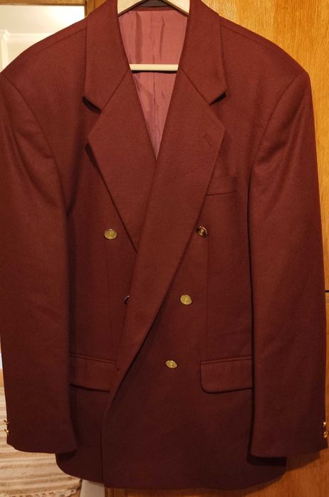 Sacou blazer de lux 50 L XL double breasted Burgalli lana 100% moale burgundy