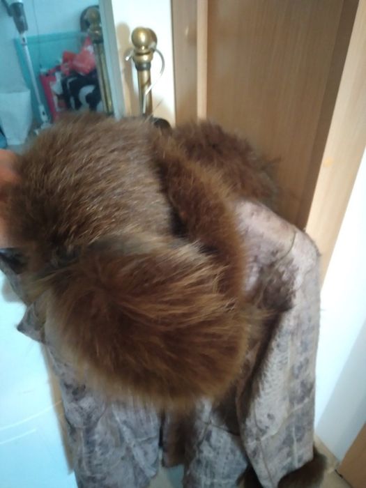 Нова цена-250 лв.!Палто естествена кожа с косъм