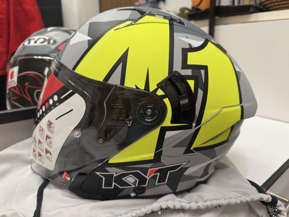 Casca moto scuter open face neon KYT Aleix 41 noua marime L M