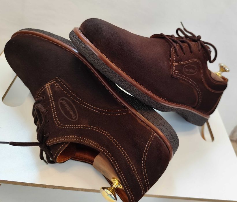 Pantofi derby 42 plain toe Trachiess NOI piele naturala moale suede
