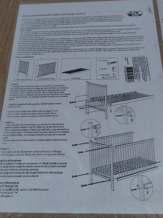 Pătuț lemn fag pentru copii