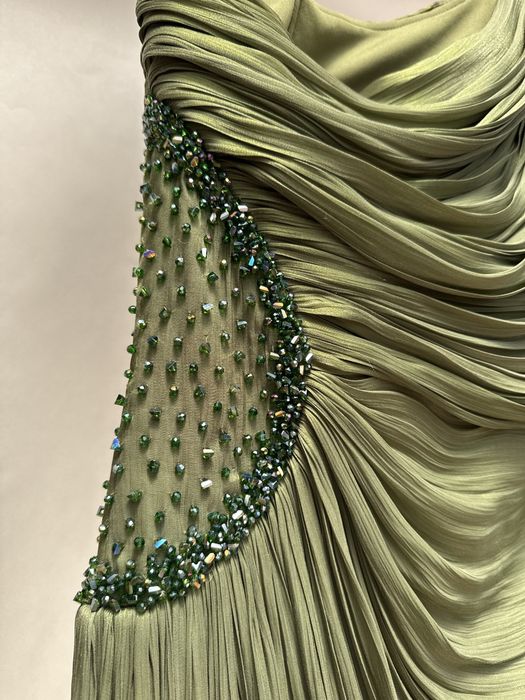 Rochie ocazie verde drapata