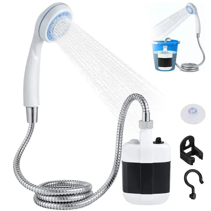 Dus portabil pentru camping, incarcare USB, 2200mAh, 1.5m furtun, nou