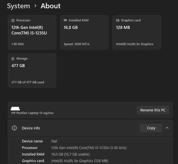 Като нов лаптоп HP Pavilion 15 (i5-1235U/16GB/512GB SSD/FHD IPS) - пълен комплект с кутия!