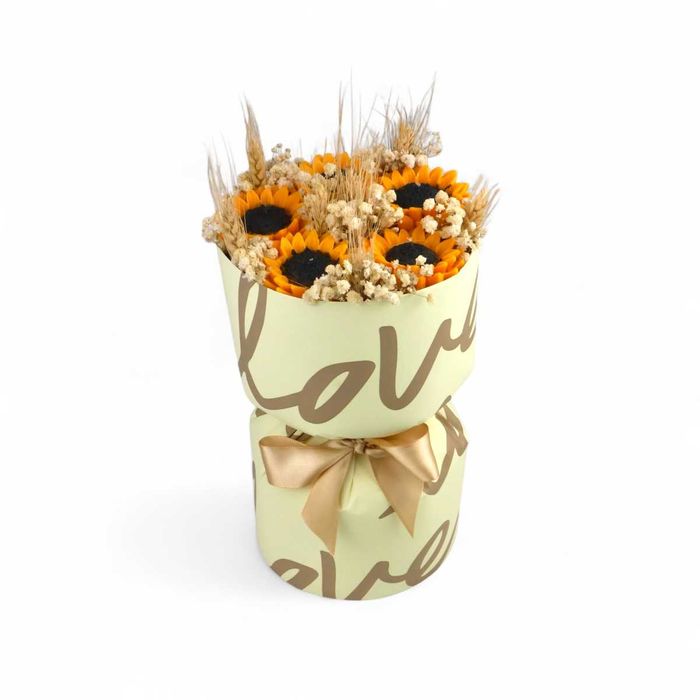 Ароматен букет от свещи слънчогледи от соев восък – “Love”