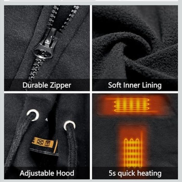 Hanorac încălzit cu acumulator de 10000 mAh