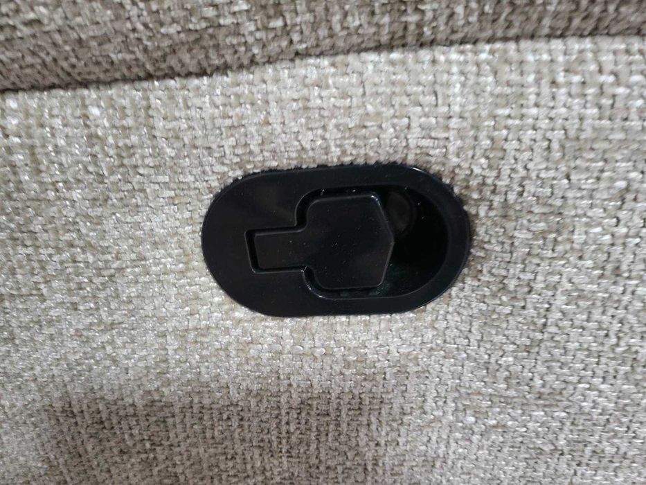 Сив диван от плат двойка с ръчен релаксиращ механизъм