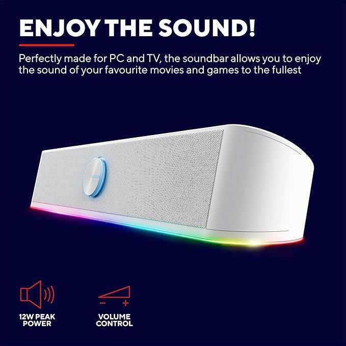 Soundbar PC Speaker TRUST GXT 619W Throne 6W RGB TV jack 3.5mm garantie Nou Sigilat