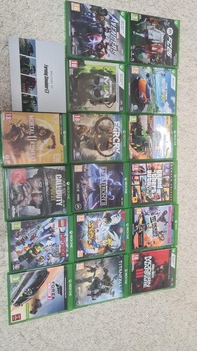 Vand Xbox one s slim de 1 Tb cu 16 jocuri plus volan Thrustmaster