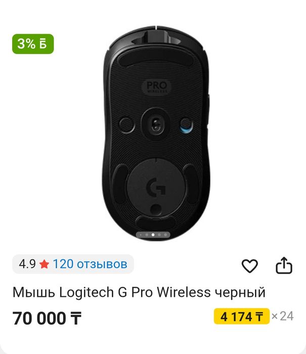 Продам Мышь Logitech G Pro Wireless черный