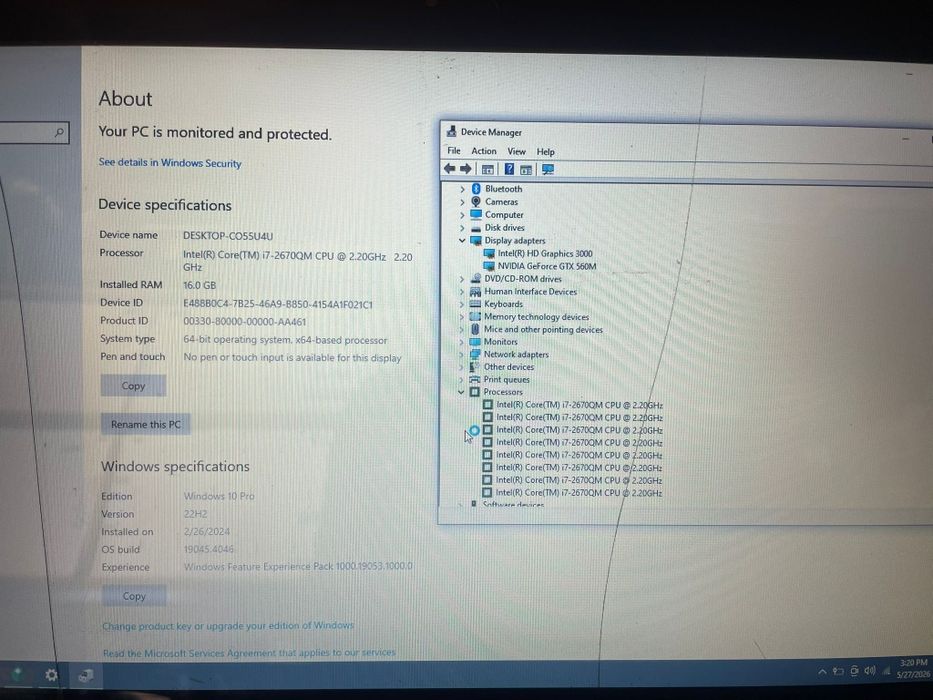 Laptop alienware i7