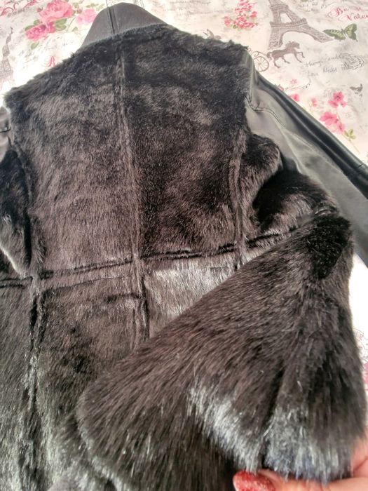 Черни манта от еко кожа