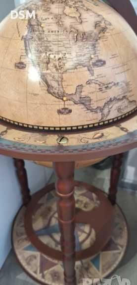 Нов Мини Бар Глобус - Светъл - Поставка за Бутилки - Подарък - Юбилей!