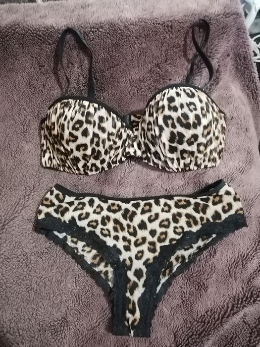 Set elegant lenjerie dama, animal print, H&M, nou, mărime S