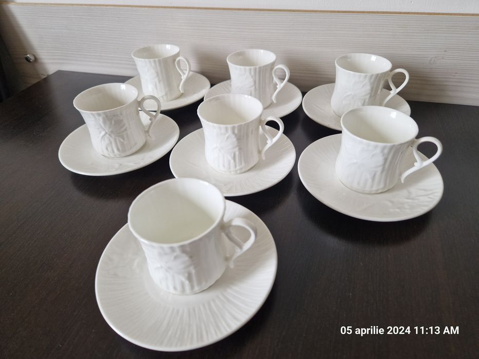 Set căni cafea portelan alb