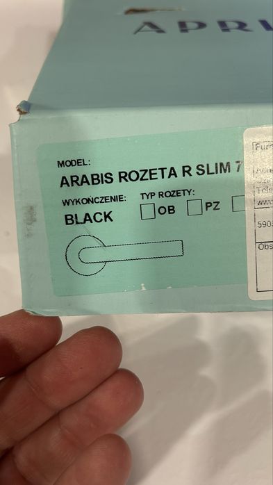 Mânere ușă APRI Arabis Negru Mat + Broaște ERKADO – 5 seturi, noi