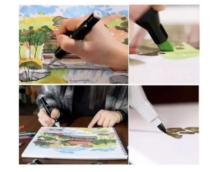 Двустранни маркери с калъф за съхранение