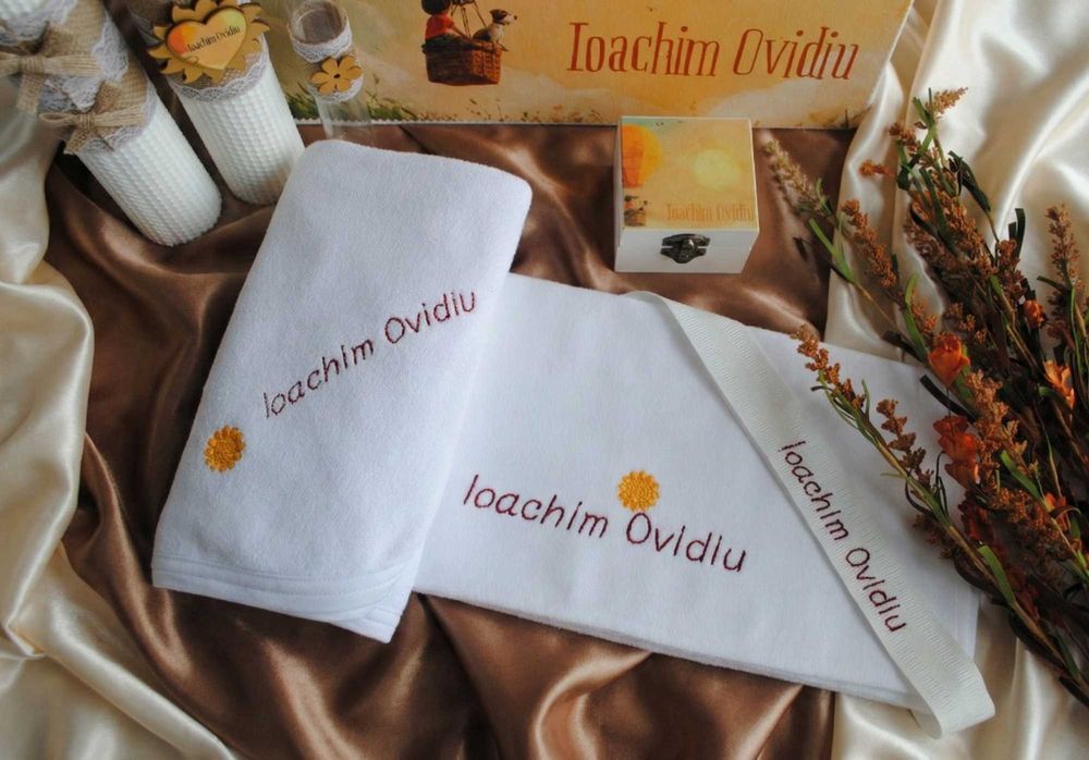 Trusou botez baiat personalizat - Set complet cu cutie din lemn Lovia