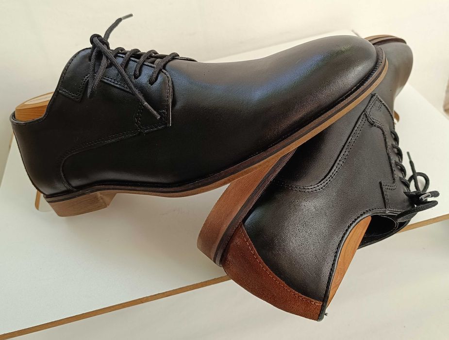 Pantofi derby 40 plain toe premium Minelli Paris NOI piele naturala