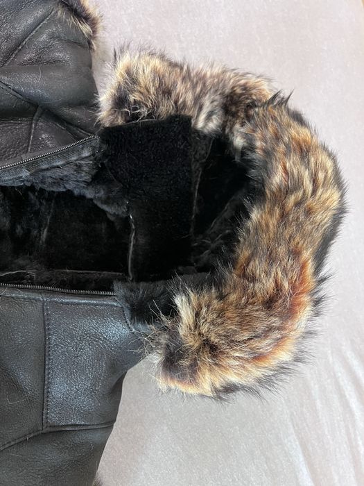 Детско кожено палто с естествен косъм