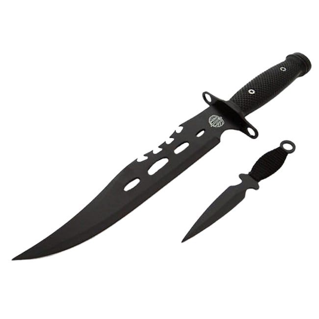 Cutit vanatoare IdeallStore®, Goldur Blade, 36 cm, negru, husa piele