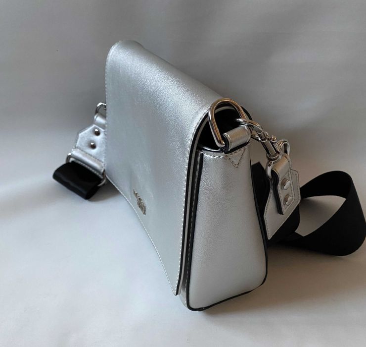 Geanta dama, Trussardi Jeans, piele argintie