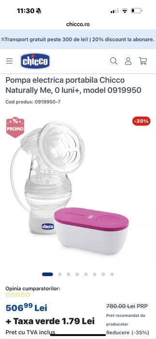 Pompa electrica portabila Chicco Noua nefolosita
