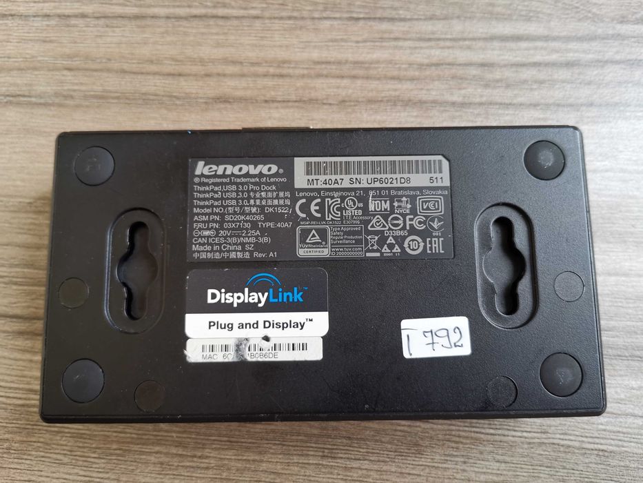 Lenovo Think Pad USB 3.0 Pro Dock fuctional Model DK1522 + incarcator