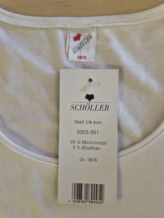 Нова дамска тениска SCHÖLLER, бяла, р-р S/M/L – Микромодал и еластан